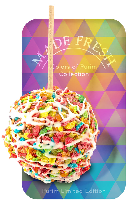 Fruity Pebble Caramel Apple